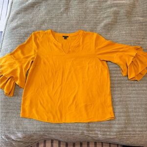 Ann Taylor Factory Golden Ruffle Sleeve Blouse